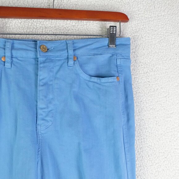 Judy Blue Jeans Womens 7 28 Blue High Rise Wide Leg Cropped Raw Hem Stretch - Picture 2 of 12